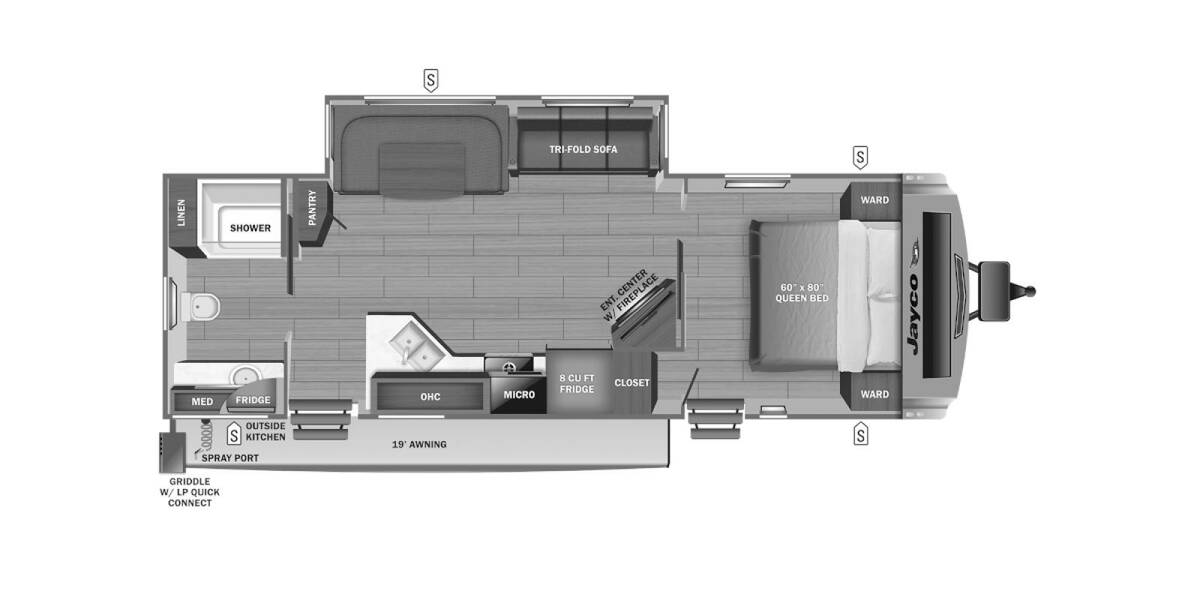2024 Jayco White Hawk 27RB Travel Trailer at Irvines Camper Sales STOCK# 1127 Floor plan Layout Photo