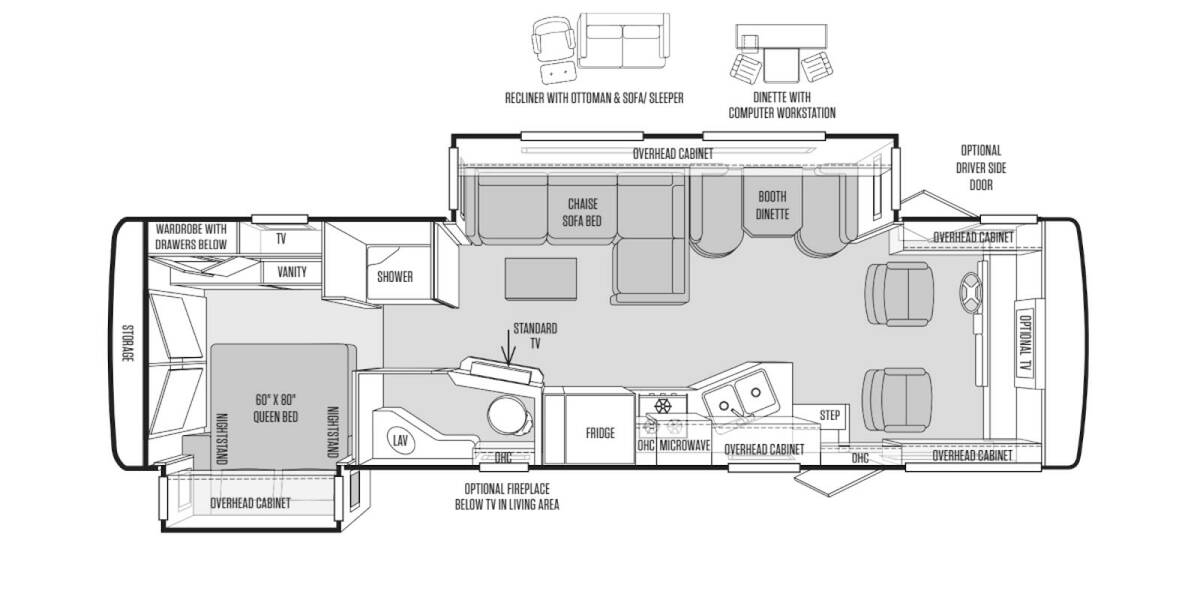 2014 Tiffin Allegro Open Road Ford 31SA Class A at Irvines Camper Sales STOCK# 1152 Floor plan Layout Photo