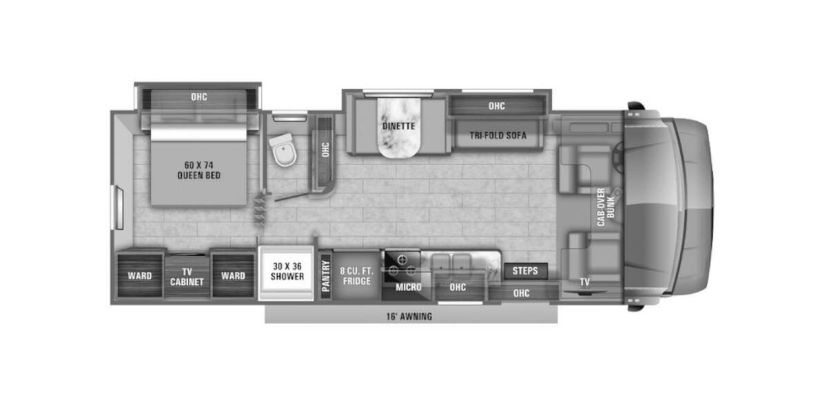2021 Jayco Greyhawk Ford E-450 29MV Class C at Irvines Camper Sales STOCK# 1156 Floor plan Layout Photo