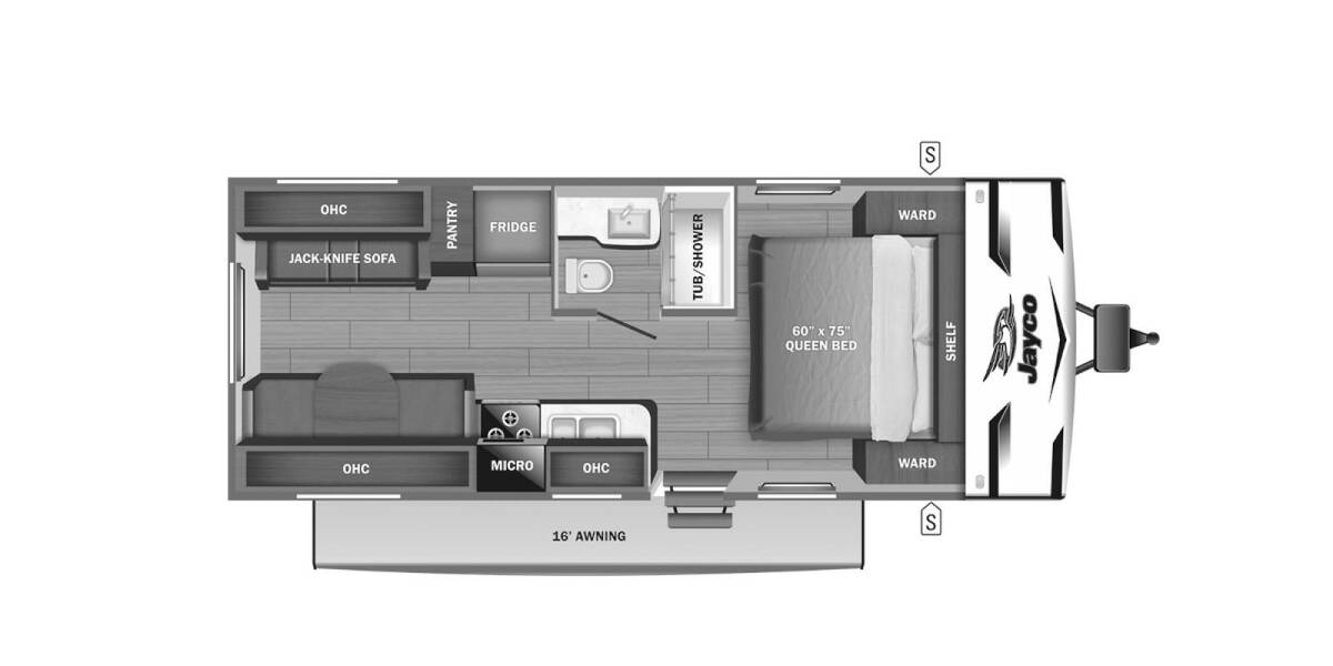 2024 Jayco Jay Flight SLX 210QB Travel Trailer at Irvines Camper Sales STOCK# 1162 Floor plan Layout Photo