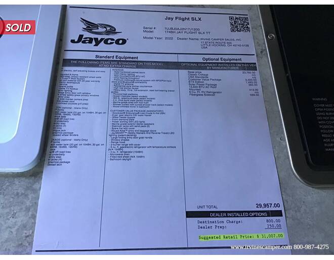 2022 Jayco Jay Flight SLX 7 174BH Travel Trailer at Irvines Camper Sales STOCK# 890 Photo 13