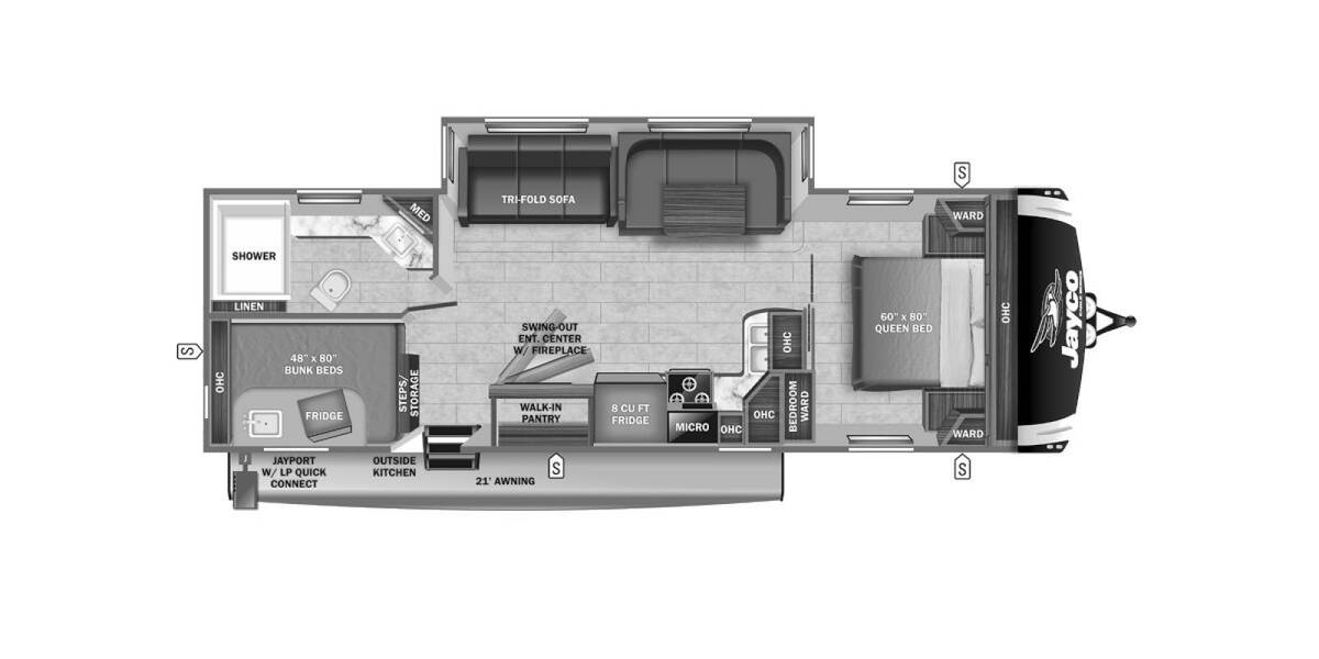 2022 Jayco Eagle HT 284BHOK Travel Trailer at Irvines Camper Sales STOCK# 1001 Floor plan Layout Photo
