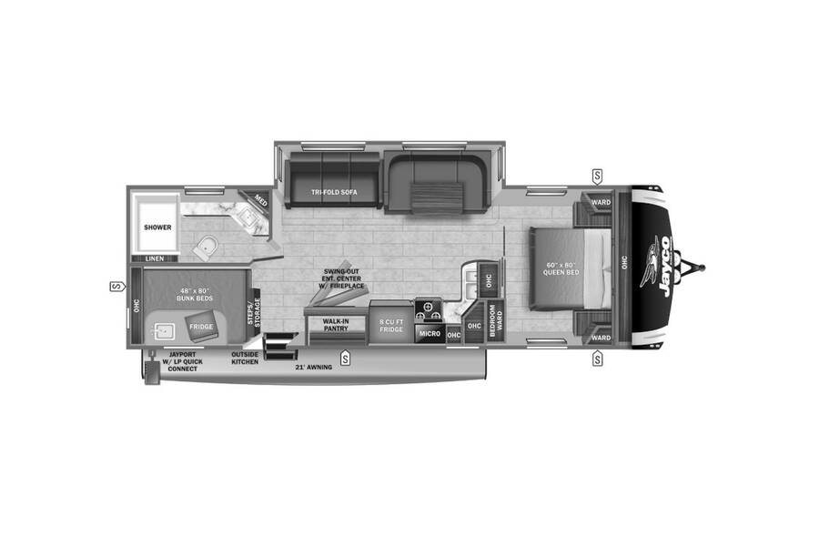 2022 Jayco Eagle HT 284BHOK Travel Trailer at Irvines Camper Sales STOCK# 1001 Floor plan Layout Photo
