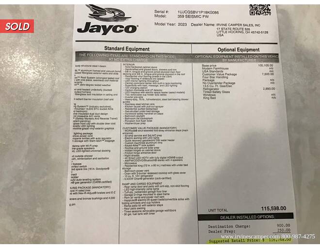 2023 Jayco Seismic Toy Hauler 359 Fifth Wheel at Irvines Camper Sales STOCK# 1025 Photo 3