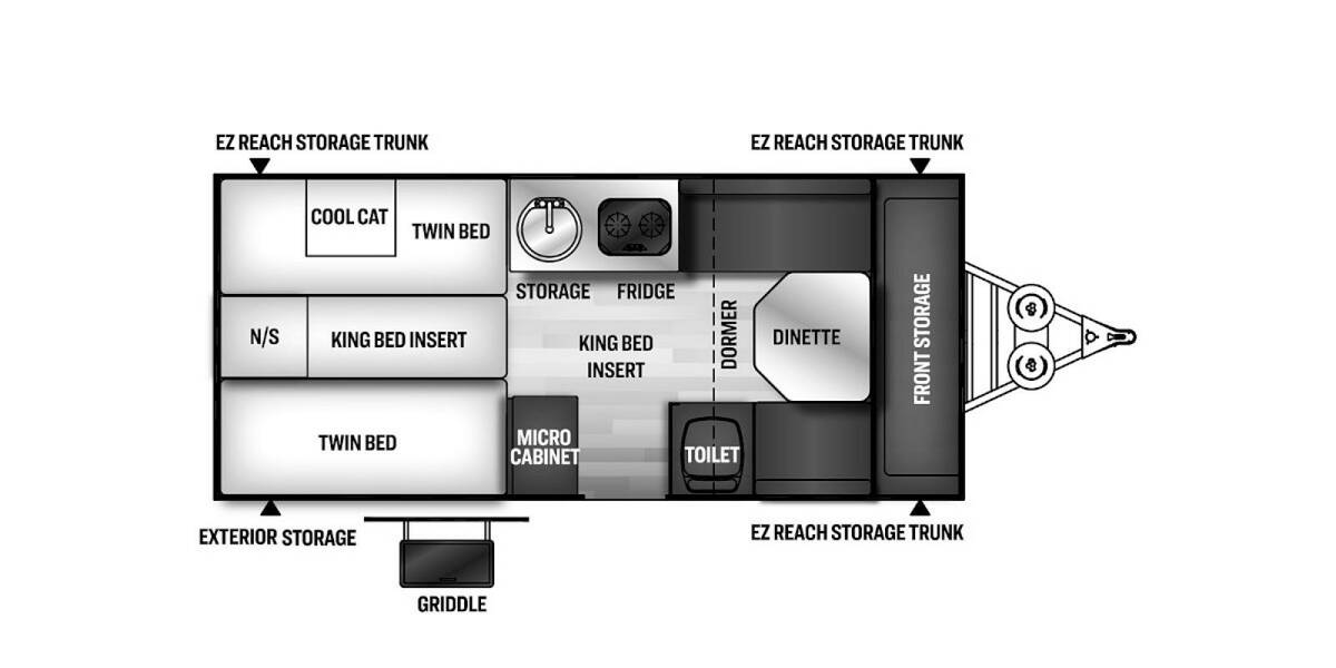 2022 Rockwood Hard Side High Wall A213HW Folding at Irvines Camper Sales STOCK# 1042 Floor plan Layout Photo