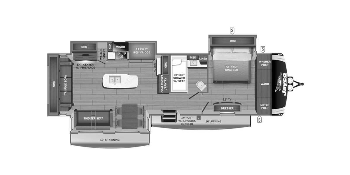 2023 Jayco Eagle 330RSTS Travel Trailer at Irvines Camper Sales STOCK# 1051 Floor plan Layout Photo