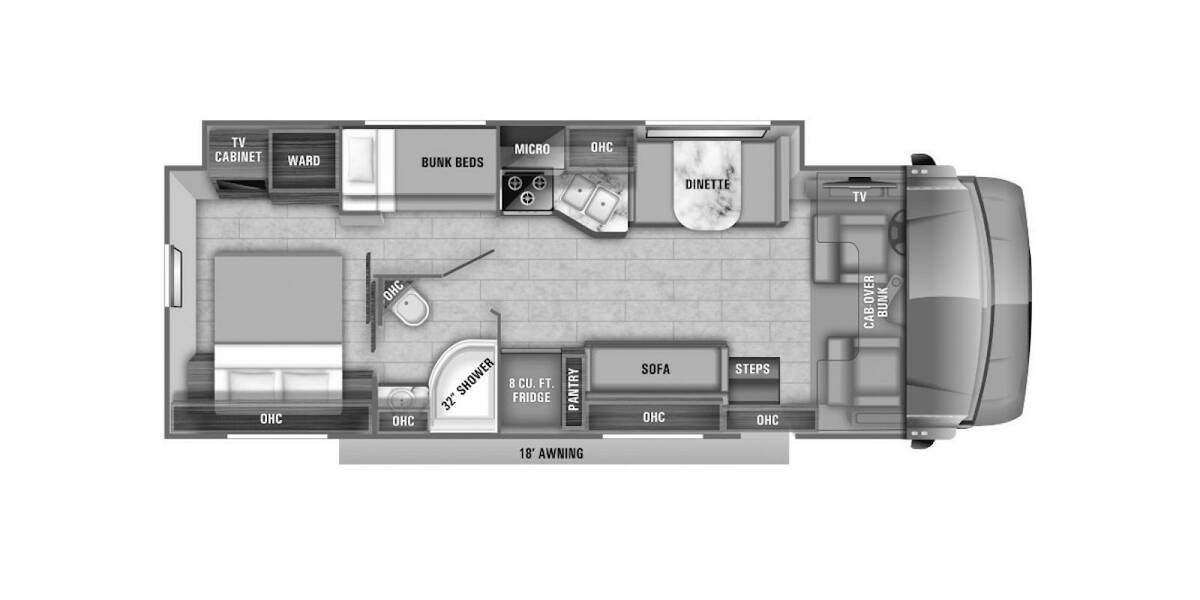 2020 Jayco Greyhawk 31F Class C at Irvines Camper Sales STOCK# 1055 Floor plan Layout Photo