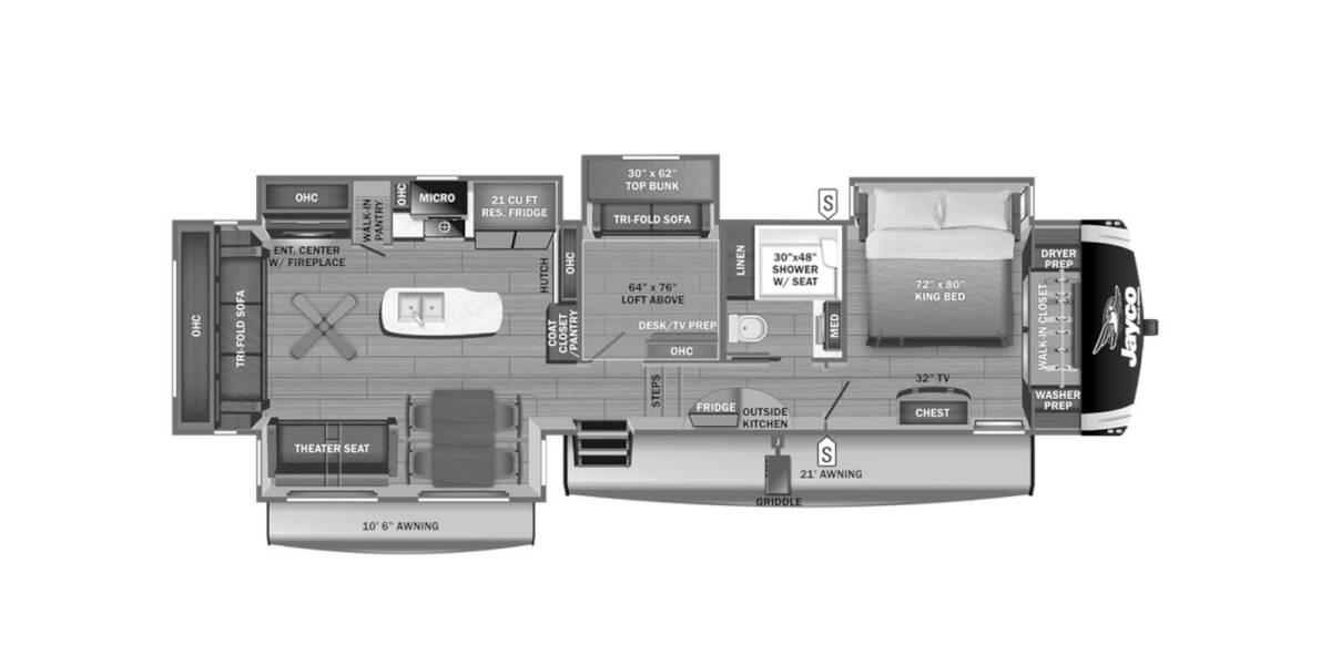 2023 Jayco Eagle 355MBQS Fifth Wheel at Irvines Camper Sales STOCK# 1060 Floor plan Layout Photo
