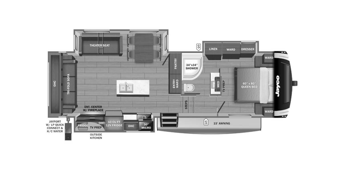 2024 Jayco Eagle 28.5RSTS Fifth Wheel at Irvines Camper Sales STOCK# 1102 Floor plan Layout Photo