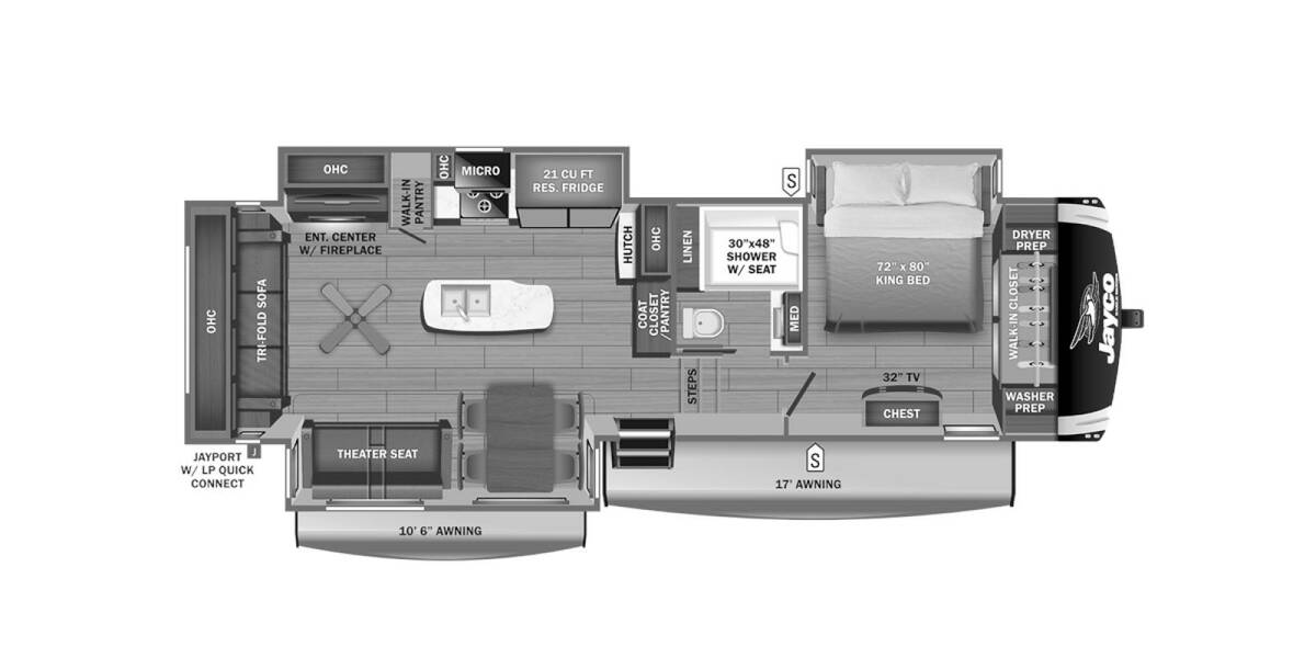 2024 Jayco Eagle 321RSTS Fifth Wheel at Irvines Camper Sales STOCK# 1106 Floor plan Layout Photo