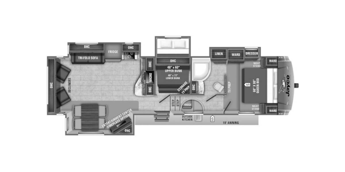 2020 Jayco Eagle HT 30.5MBOK Fifth Wheel at Irvines Camper Sales STOCK# 1113 Floor plan Layout Photo