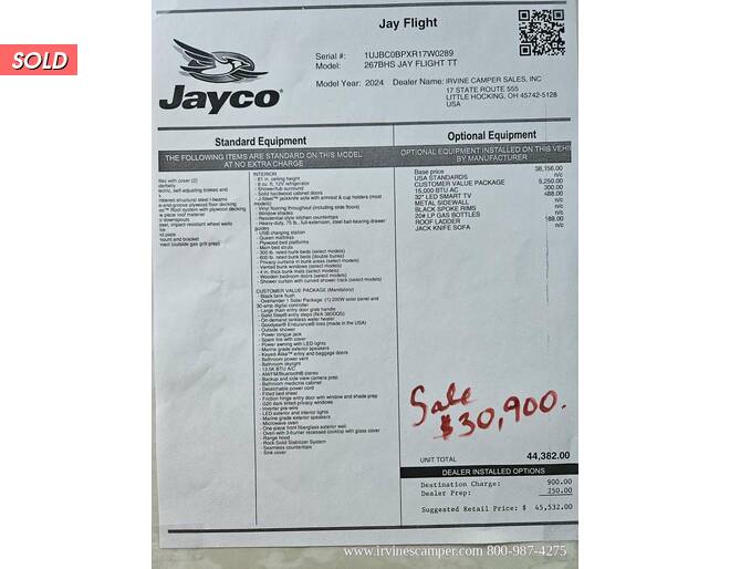 2024 Jayco Jay Flight 267BHS Travel Trailer at Irvines Camper Sales STOCK# 1157 Photo 8